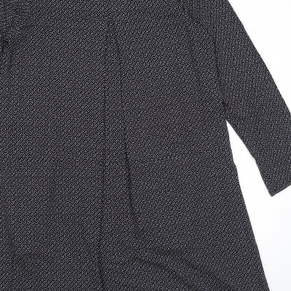 Masai Womens Blue Geometric Viscose A-Line Size M Boat Neck Pullover