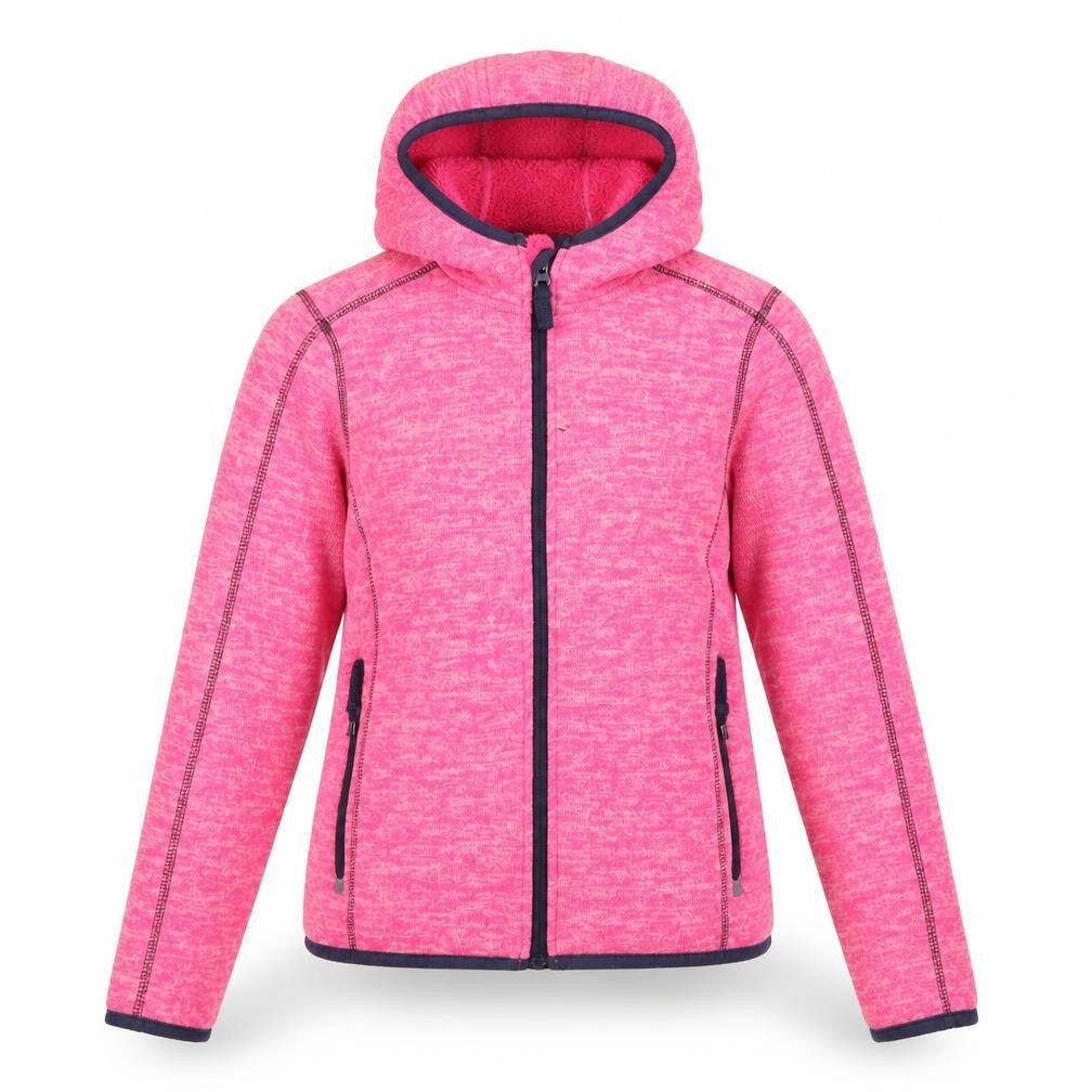 Front view of YFK girls’ pink jacket, size 12, years zip