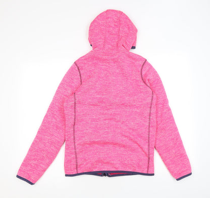 Back view of YFK girls’ pink jacket, size 12, years zip