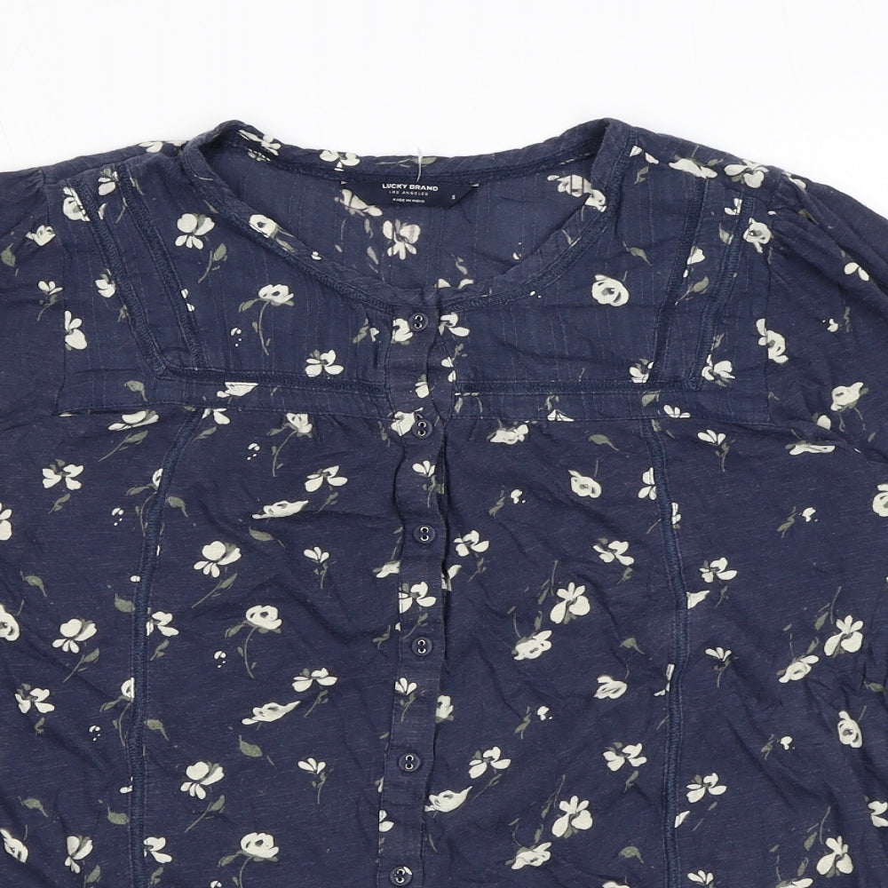 Womens UK Size S Lucky Brand Blue Basic Blouse