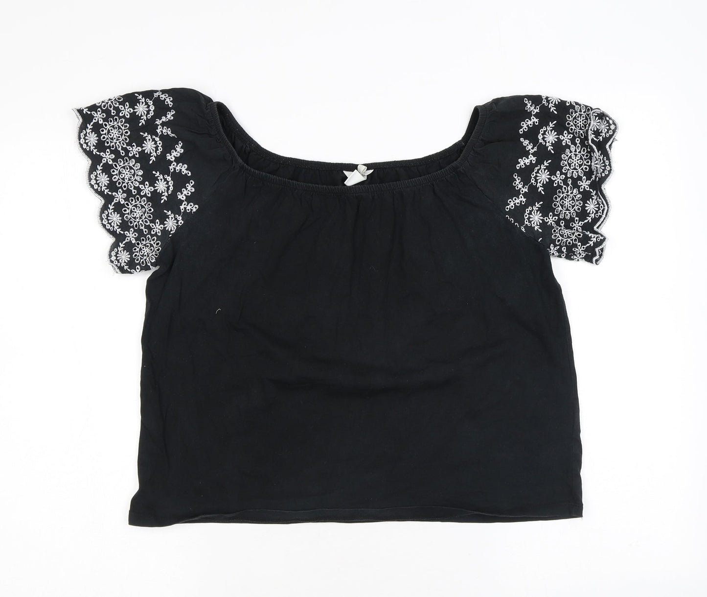 Womens UK Size XS H&M Black Basic T-Shirt