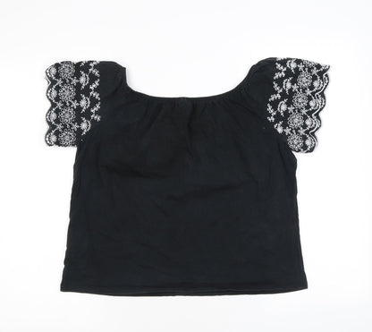 Womens UK Size XS H&M Black Basic T-Shirt