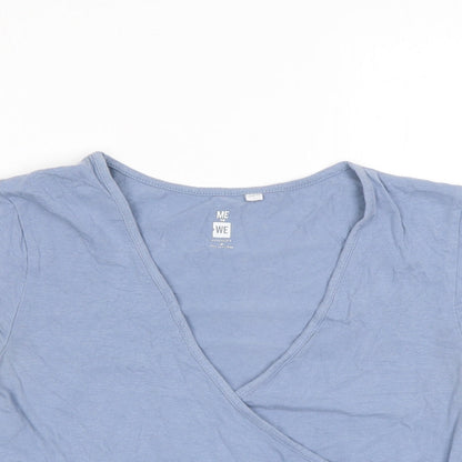 Me to We Womens Blue Cotton Basic T-Shirt Size M V-Neck - Cropped
