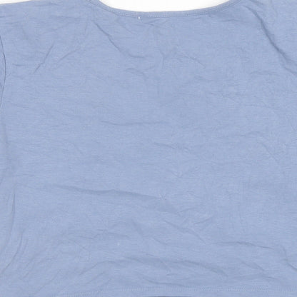 Me to We Womens Blue Cotton Basic T-Shirt Size M V-Neck - Cropped