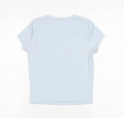 Bershka Womens Blue Polyester Basic T-Shirt Size M Round Neck