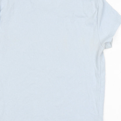 Bershka Womens Blue Polyester Basic T-Shirt Size M Round Neck
