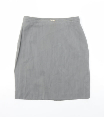 Betty Jackson Womens Grey Polyester A-Line Skirt Size 14 Zip