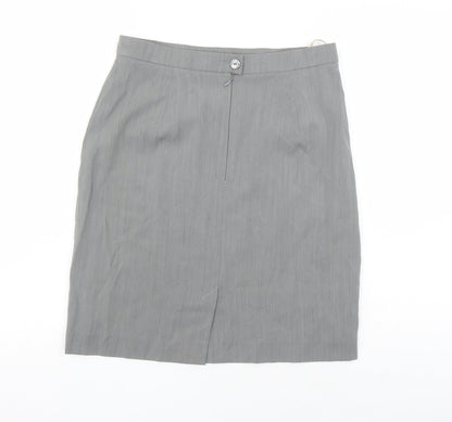 Betty Jackson Womens Grey Polyester A-Line Skirt Size 14 Zip
