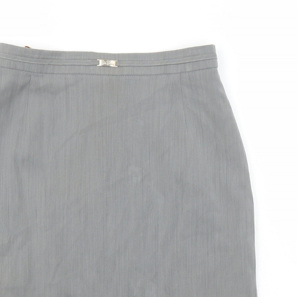 Betty Jackson Womens Grey Polyester A-Line Skirt Size 14 Zip