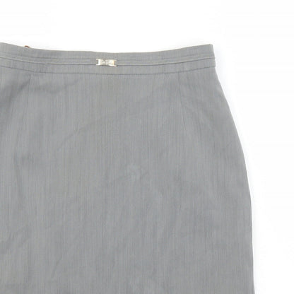 Betty Jackson Womens Grey Polyester A-Line Skirt Size 14 Zip