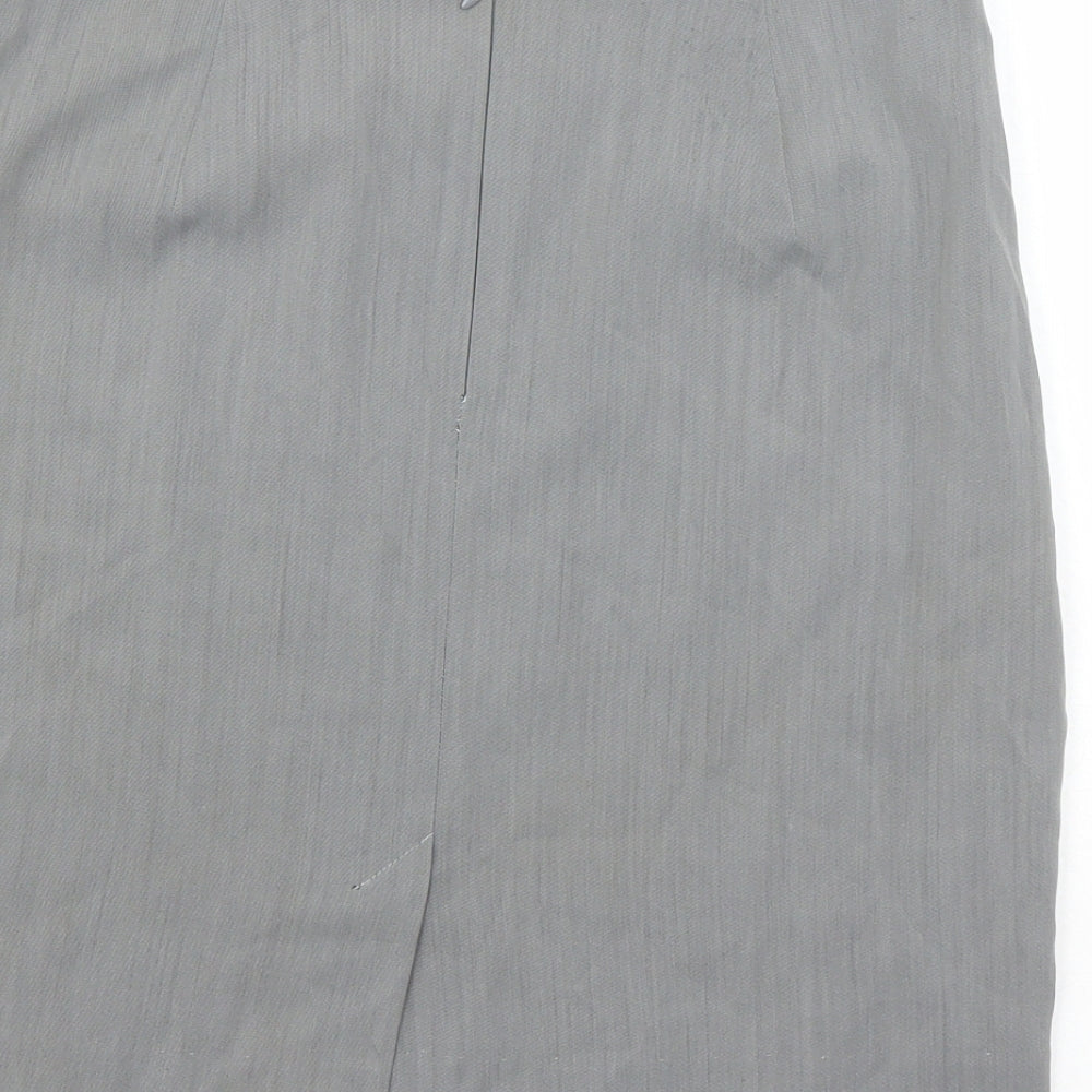 Betty Jackson Womens Grey Polyester A-Line Skirt Size 14 Zip