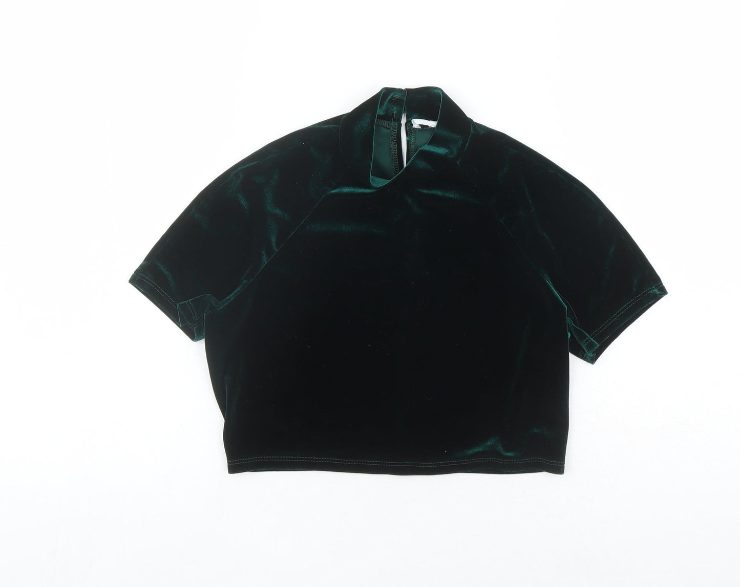 Womens UK Size 12 Flounce Green Cropped T-Shirt