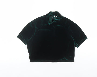 Womens UK Size 12 Flounce Green Cropped T-Shirt