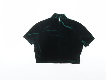 Womens UK Size 12 Flounce Green Cropped T-Shirt