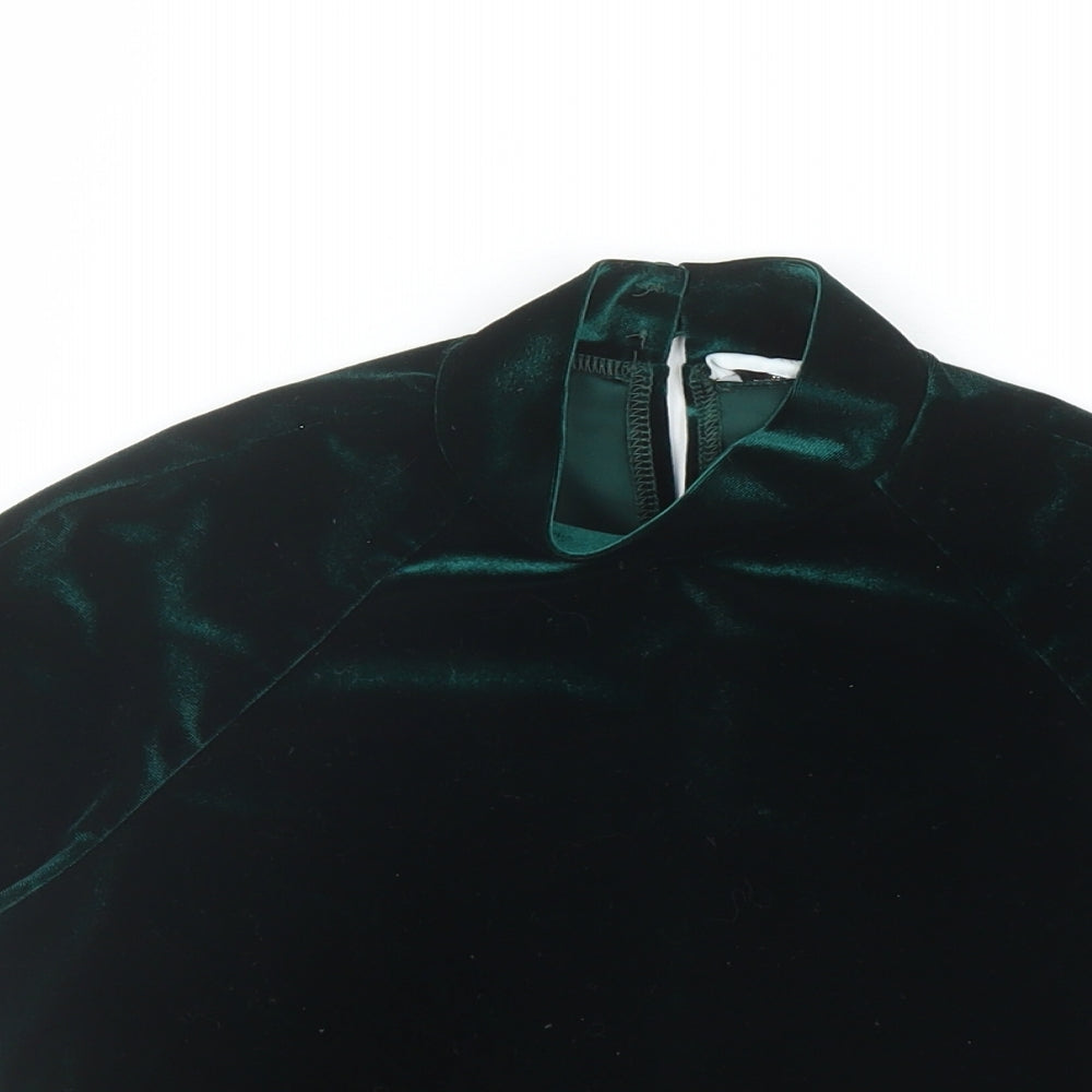 Womens UK Size 12 Flounce Green Cropped T-Shirt