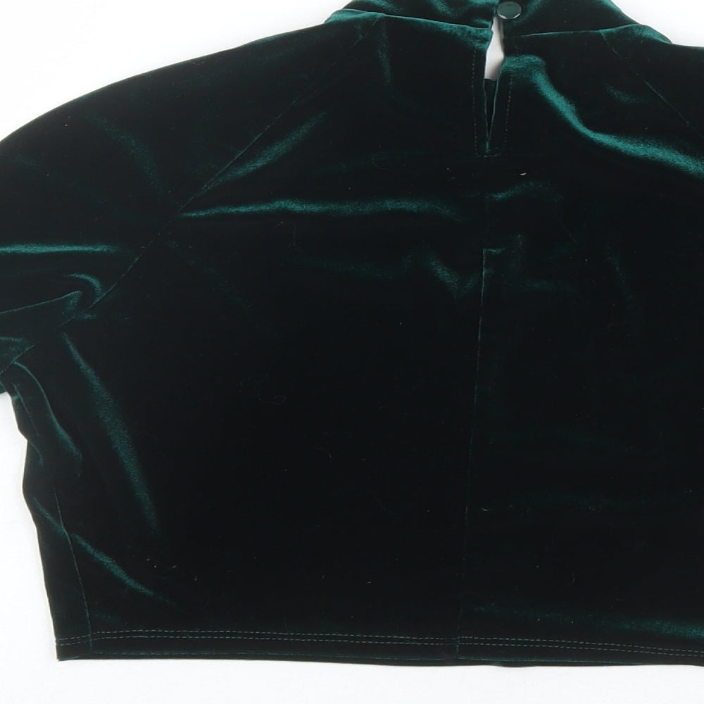Womens UK Size 12 Flounce Green Cropped T-Shirt