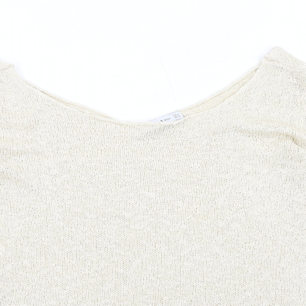 Womens UK Size S Zara Beige Pullover Jumper