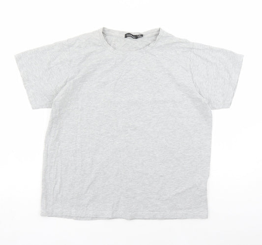Boohoo Womens Grey Cotton Basic T-Shirt Size 6 Round Neck