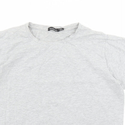 Boohoo Womens Grey Cotton Basic T-Shirt Size 6 Round Neck