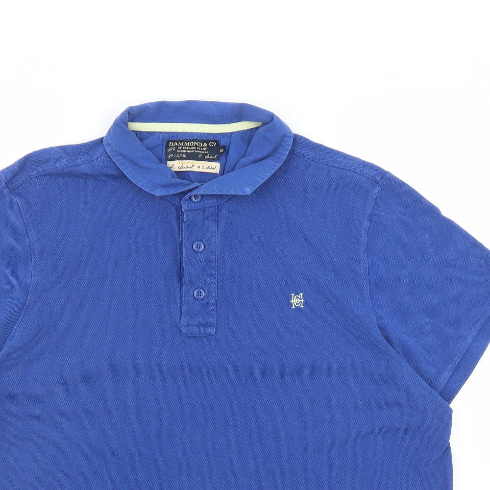 Hammond & Co Mens Blue Cotton Polo Size XL Collared Button