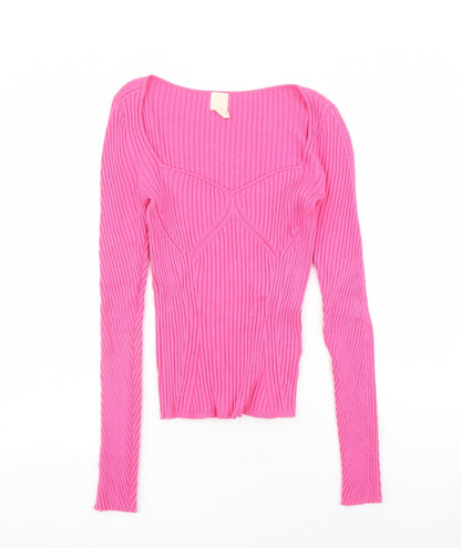 Womens UK Size M H&M Pink Pullover Jumper