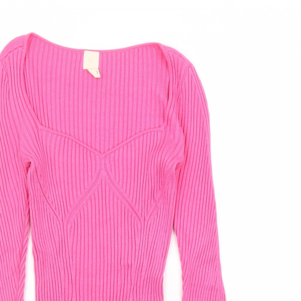 Womens UK Size M H&M Pink Pullover Jumper