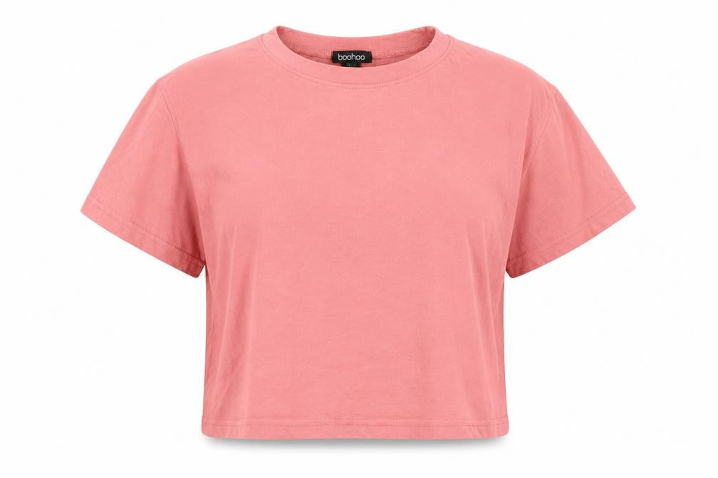 Womens UK Size 16 Boohoo Pink Cropped T-Shirt