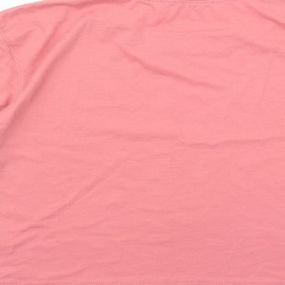 Boohoo Womens Pink Polyester Cropped T-Shirt Size 16 Round Neck