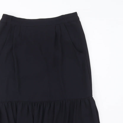 Carre Womens Blue Polyester A-Line Skirt Size 10 Zip - Layered Pockets