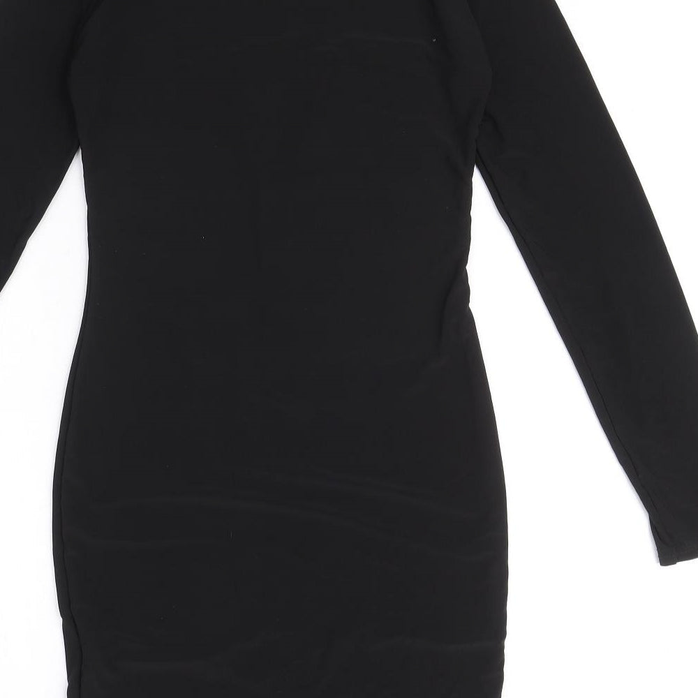Mary Jane Fashion Womens Black Polyester Mini Size 10 V-Neck Pullover - Lace up Neck Detail