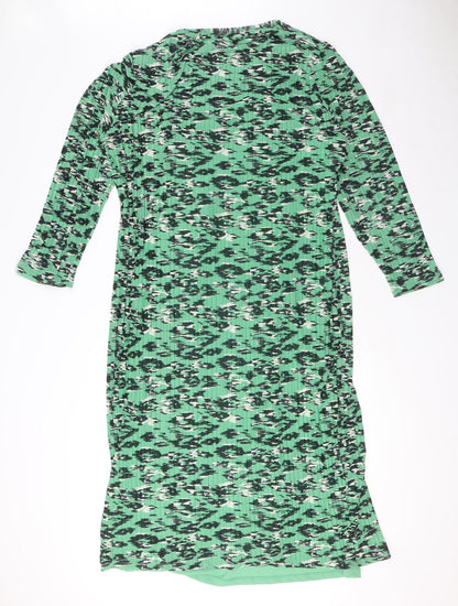 Marks and Spencer Womens Green Geometric Polyester Maxi Size 22 Round Neck Pullover - Under Layer