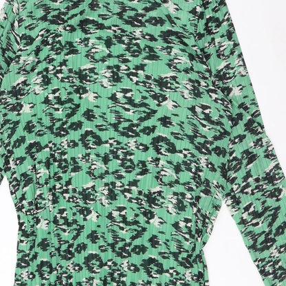 Marks and Spencer Womens Green Geometric Polyester Maxi Size 22 Round Neck Pullover - Under Layer