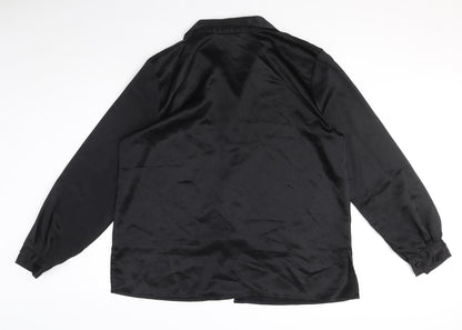 Nahila London Womens Black Polyester Basic Button-Up Size 18 Collared