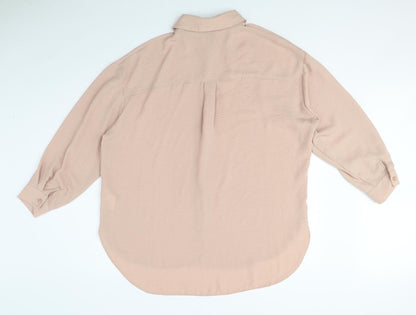 Womens UK Size 8 New Look Pink Basic Button-Up