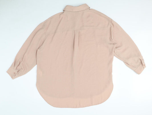 Womens UK Size 8 New Look Pink Basic Button-Up