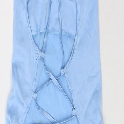 NAANAA Womens Blue Polyester Slip Dress Size 12 Cowl Neck Zip