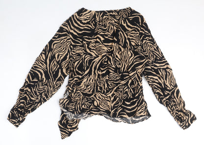 Womens UK Size 14 Roman Black Wrap Blouse