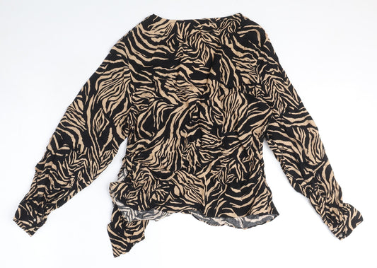 Womens UK Size 14 Roman Black Wrap Blouse
