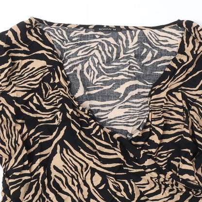 Womens UK Size 14 Roman Black Wrap Blouse