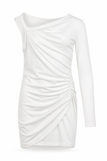 Zara Womens White Polyester Mini Size S One Shoulder Zip - Cut Out Detail