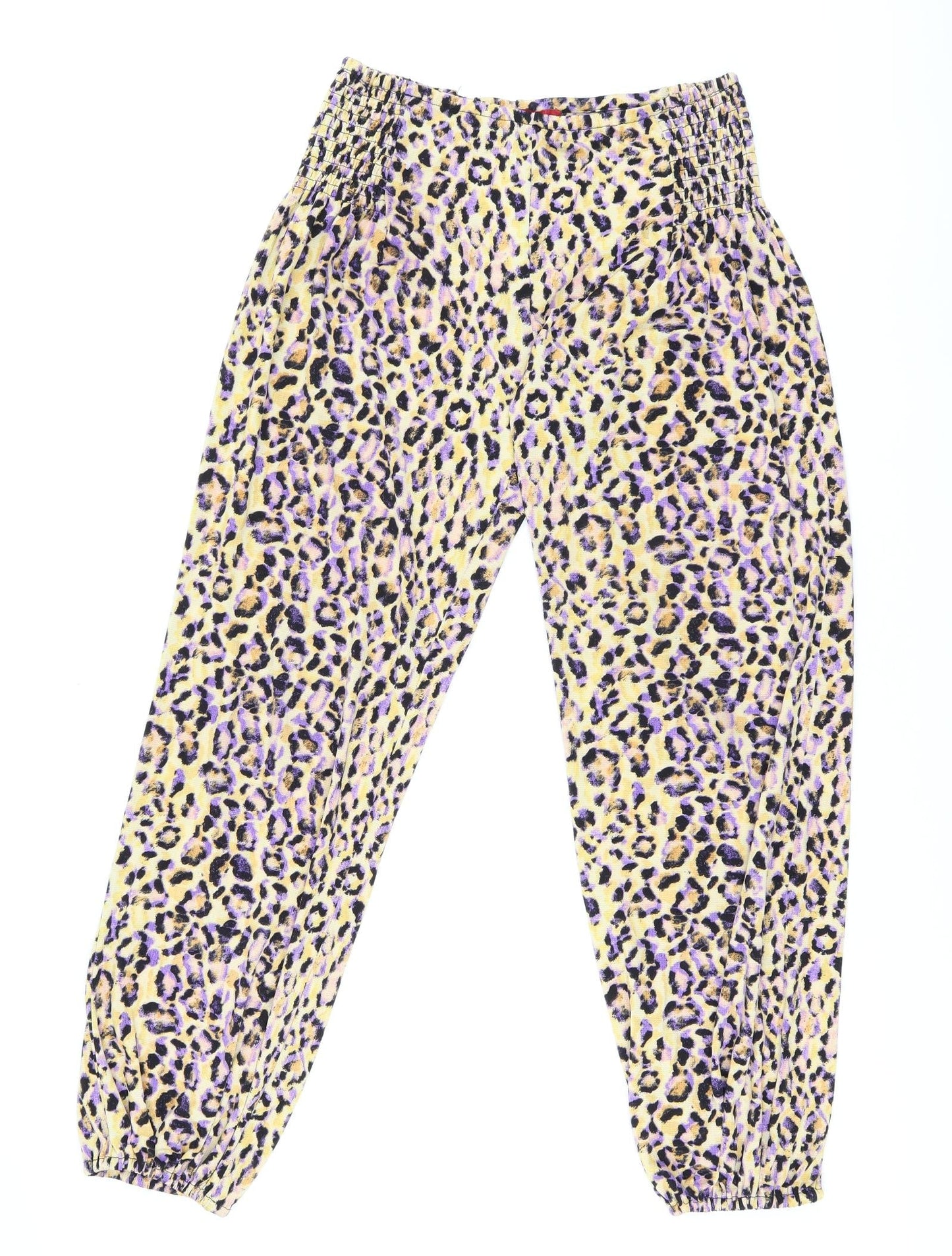 Tigerlily Womens Yellow Animal Print Polyester Bloomer Trousers Size 8 L28 in Regular - Leopard Print