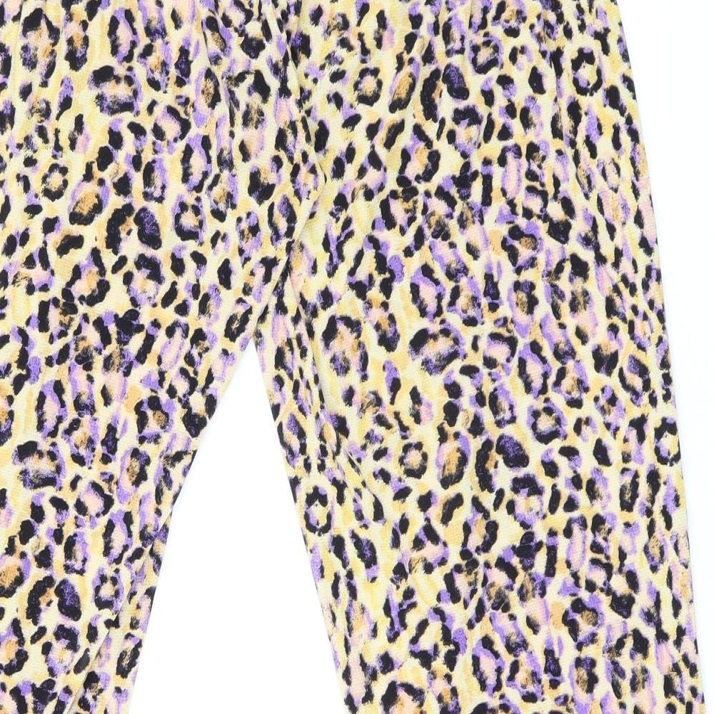 Tigerlily Womens Yellow Animal Print Polyester Bloomer Trousers Size 8 L28 in Regular - Leopard Print