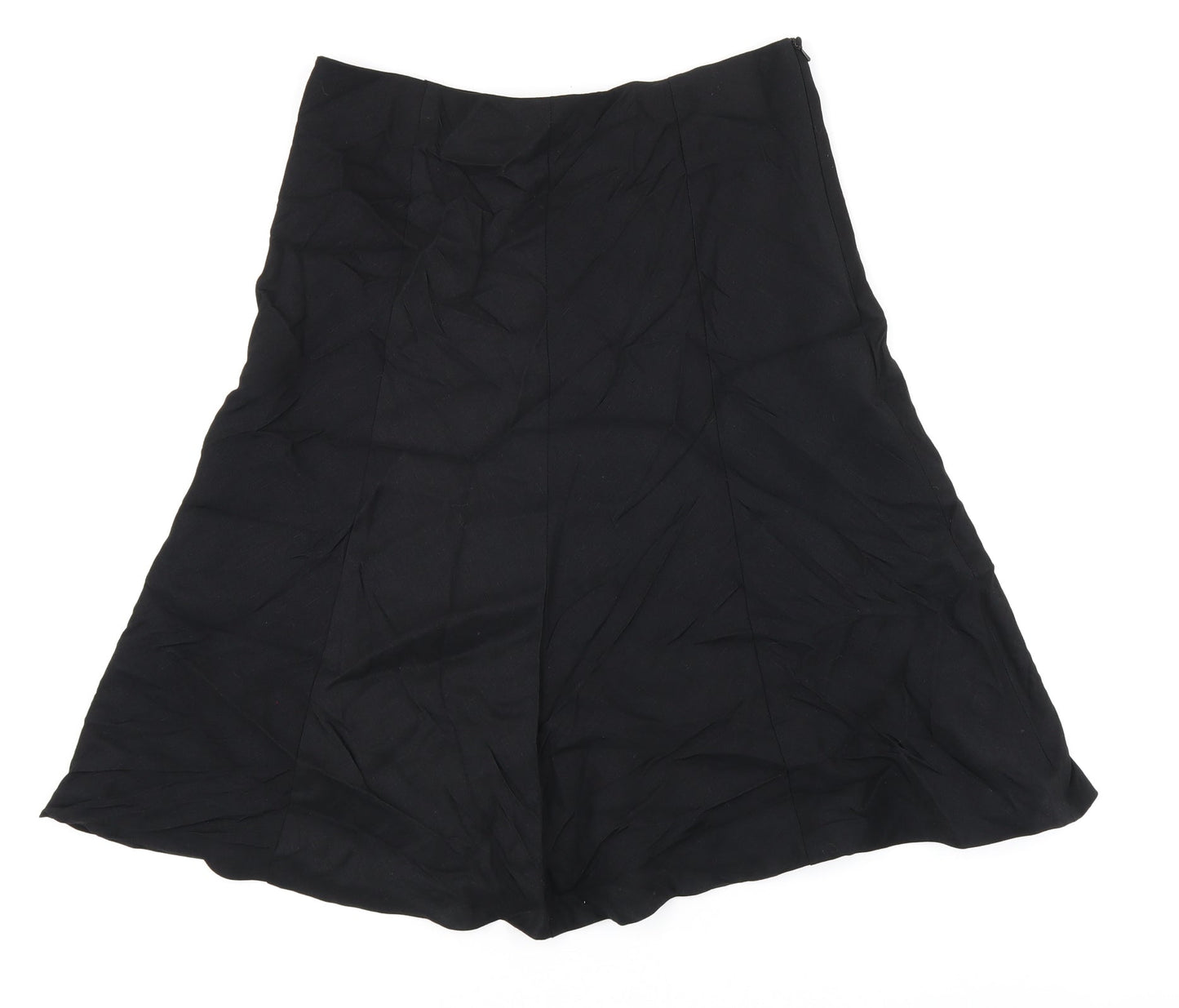 Oasis Womens Black Linen Swing Skirt Size 12 Zip