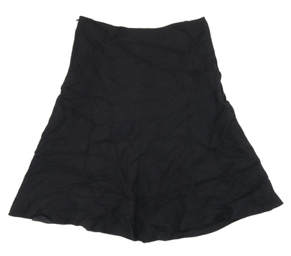 Oasis Womens Black Linen Swing Skirt Size 12 Zip