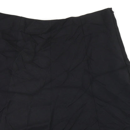 Oasis Womens Black Linen Swing Skirt Size 12 Zip