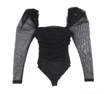 Rebellious Womens Black Polyester Bodysuit One-Piece Size XS Snap