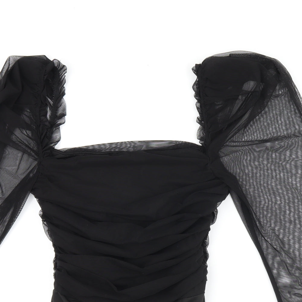 Rebellious Womens Black Polyester Bodysuit One-Piece Size XS Snap