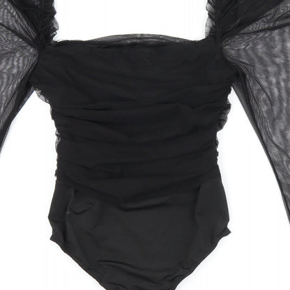 Rebellious Womens Black Polyester Bodysuit One-Piece Size XS Snap