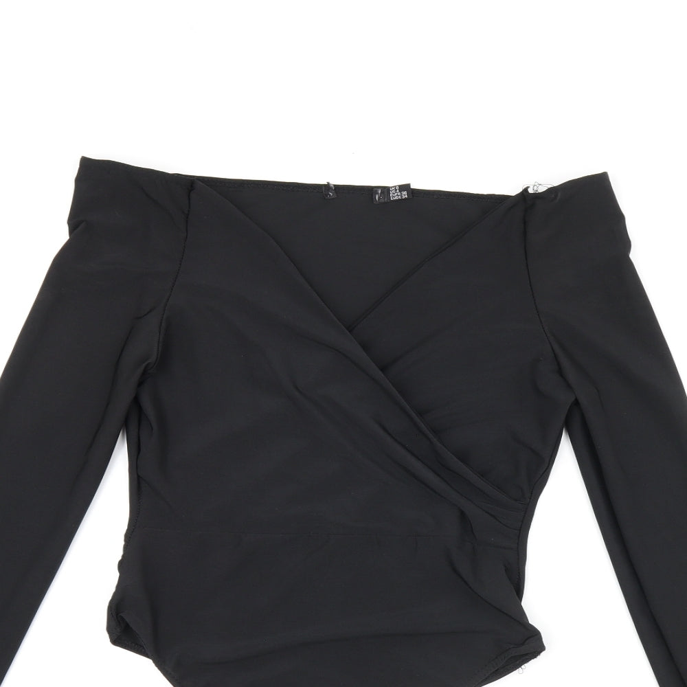 I SAW IT FIRST Womens Black Polyester Bodysuit One-Piece Size 8 Snap