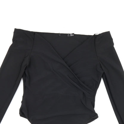 I SAW IT FIRST Womens Black Polyester Bodysuit One-Piece Size 8 Snap